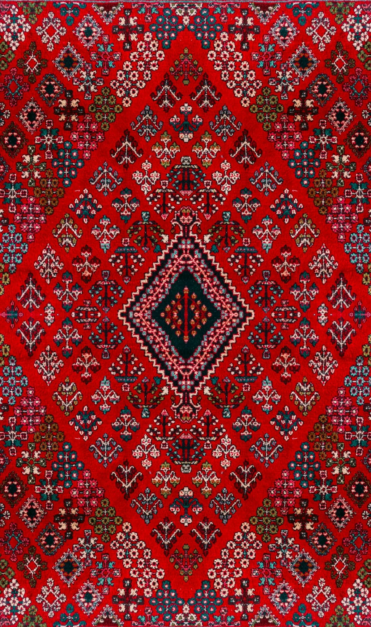 Détail d'un tapis persan — motifs et couleurs