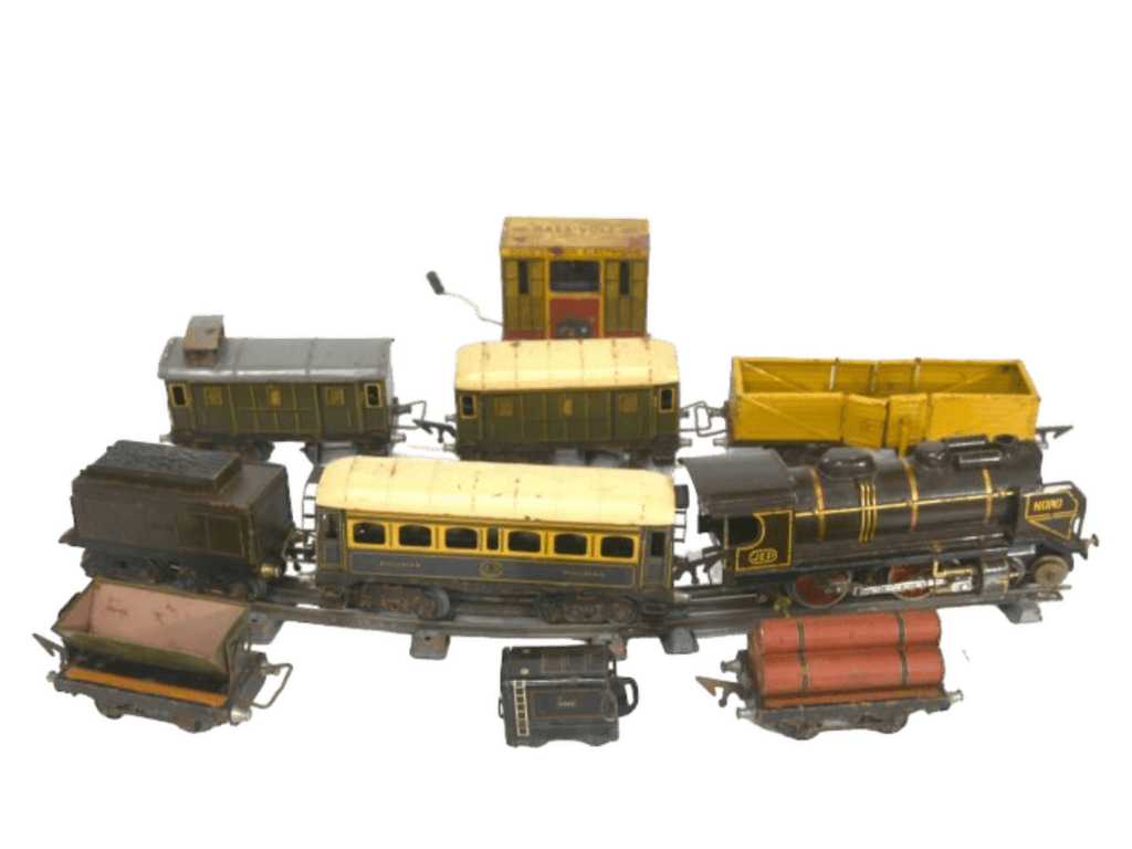 Ensemble de locomotives et wagons en tôle lithographiée type Märklin