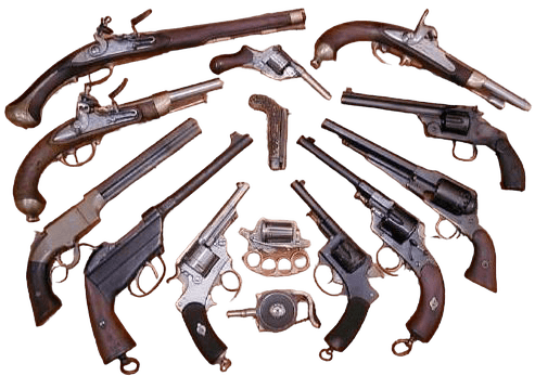 Collection de pistolets et revolvers anciens