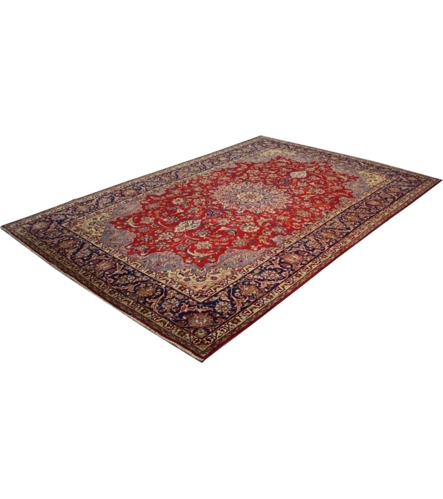 Tapis persan à médaillon central rouge et bleu