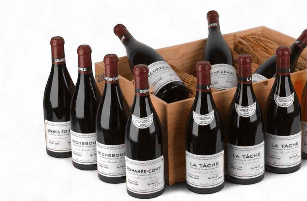 Caisse bois de grands bourgognes rouges